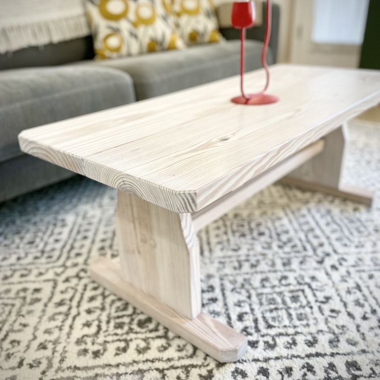 Rustic whitewashed farmhouse coffee table - restored and refinished