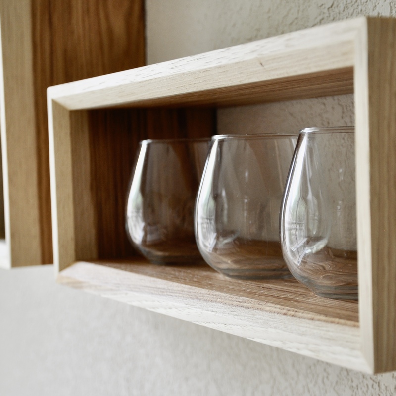 Handcrafted hickory box shlef